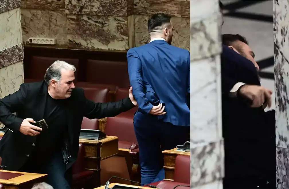 Ξύλο μέσα στη Βουλή: Πρώην βουλευτής των Σπαρτιατών έριξε μπουνιά στον βουλευτή της Ελληνικής Λύσης Βασίλη Γραμμένο